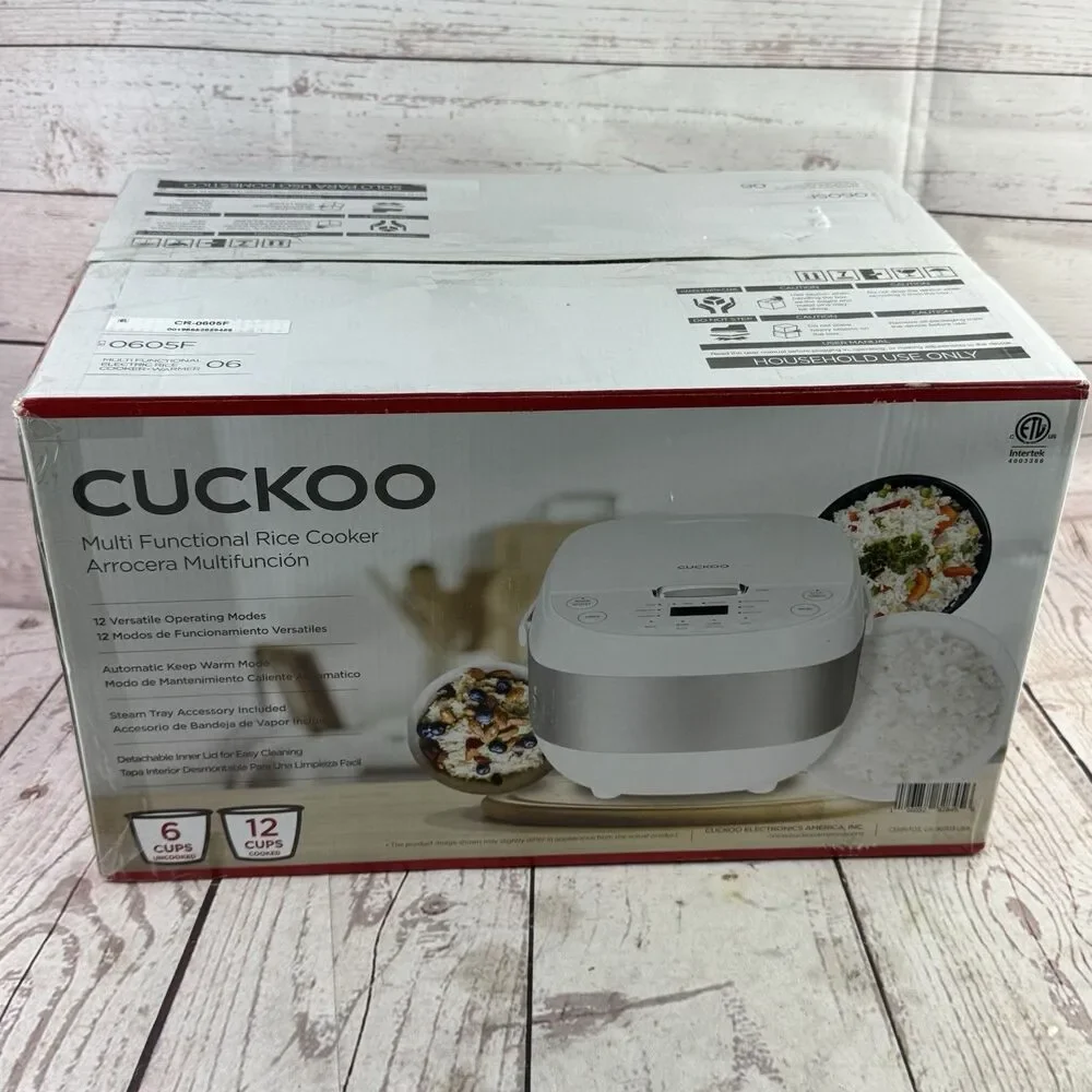 Cuckoo CR 0632F 6 Cup Micom Rice Cooker White Silver Steamer Tray New